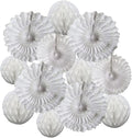 12pcs White Honeycomb Balls Tissue Paper Fans Party Honeycomb Ball Fans wall by Yangeey