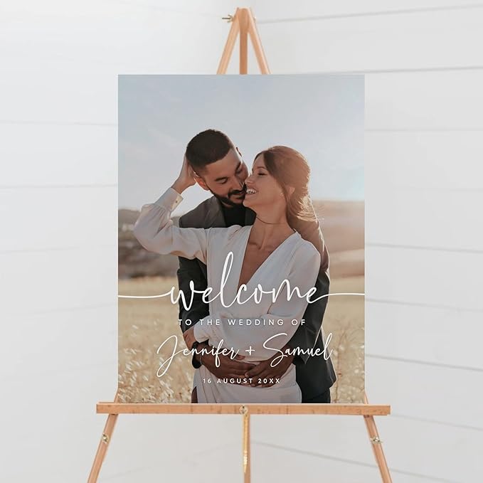 Welcome Wedding Signs, Modern Photo Wedding Sign Decorations Signage 12" X 18" - Image 2