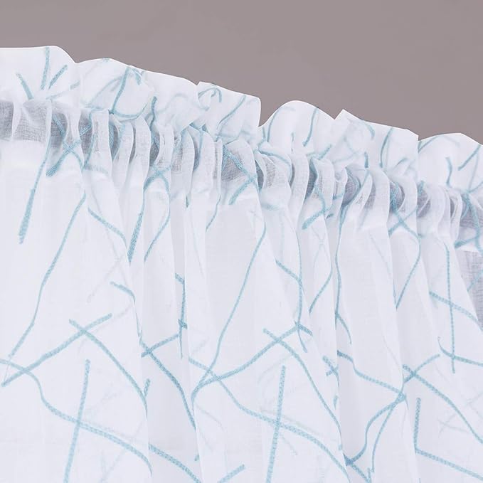 Blue Sheer Curtains 63 Inches, Rod Pocket Voile Drapes - Image 2