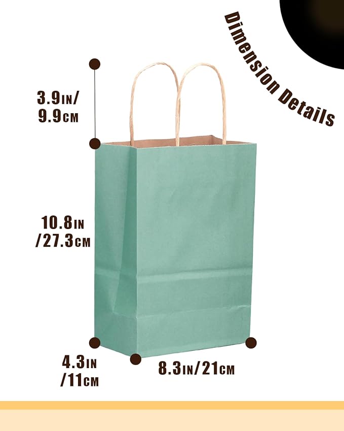 qiqee 50-Packs Kraft Light Blue Paper Gift Bags - Image 4