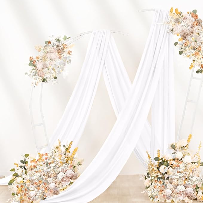 White Wedding Arch Draping Fabric 4 Panels 29" x 20 FT White Drapes - Image 7