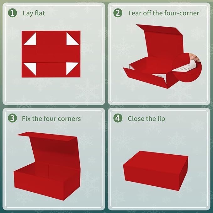 Rinrda Large Christmas Red Gift Box, 13.75"x9"x4.5", Gift Boxes - Image 3