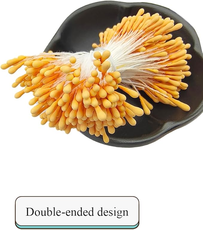 HAHIYO 700Pcs 2mm Orange-Yellow Matte Double Head Flower Stamen Pistil - Image 4