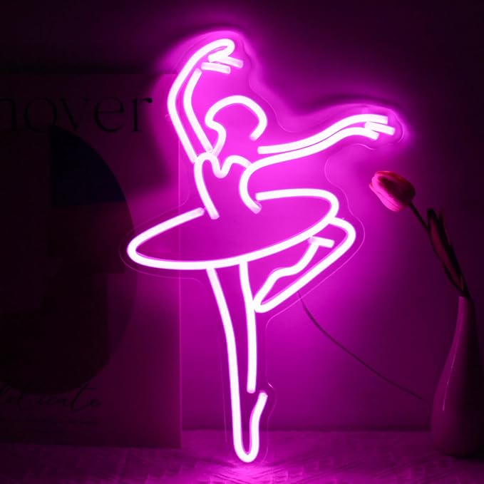 Ballet Girl Neon Sign Pink LED Dance Neon Lights Dancing Woman Neon Wall Light by Kullneon