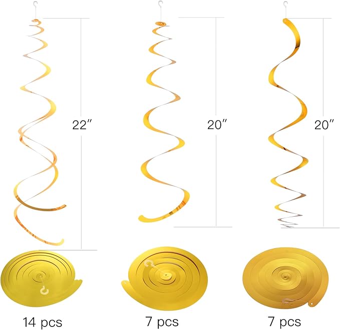 Gold Party Hanging Swirl Decorations Plastic Streamer - Image 2