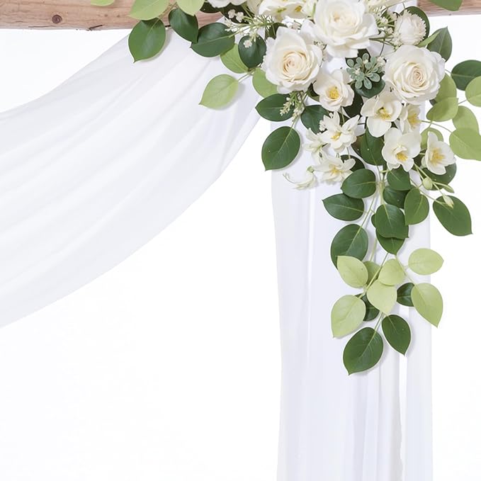 Wedding Arch Draping Fabric, 2 Panels 18FT White Wedding Arch Drapes Chiffon - Image 3