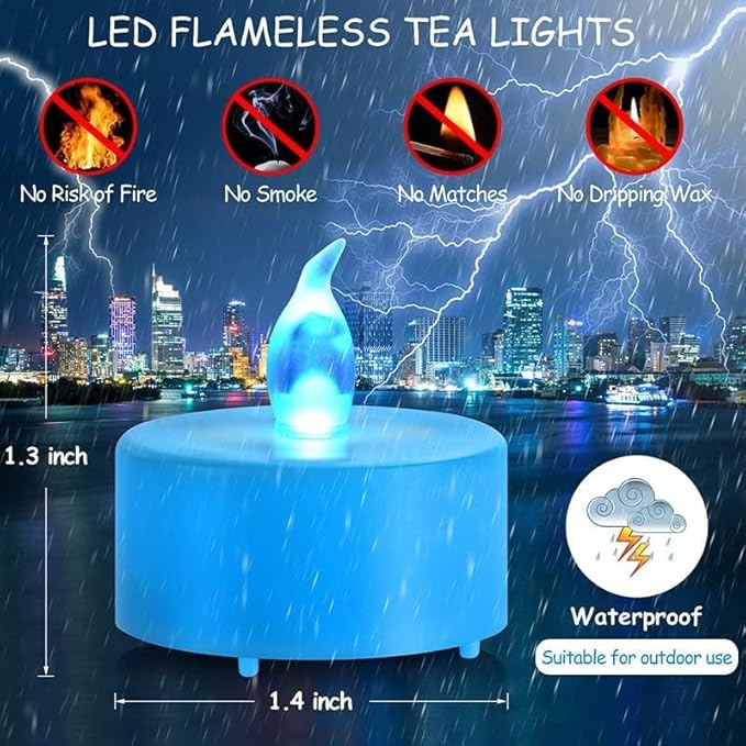 LED Tea Lights Candles- 24PACK Blue Flameless Candles Realistic and Bright - Image 5