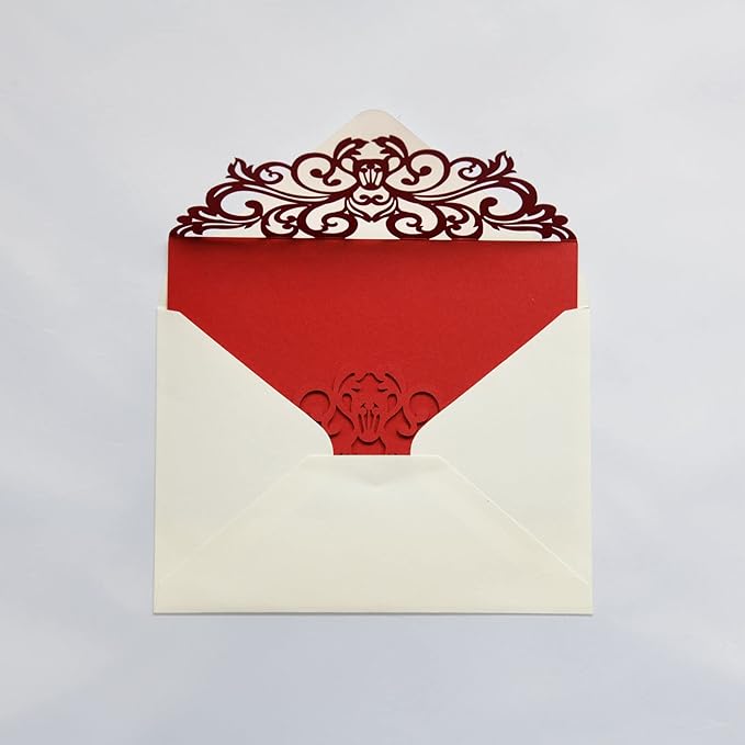 25PCS Red Laser Cut Wedding Invitations Cards - Image 4