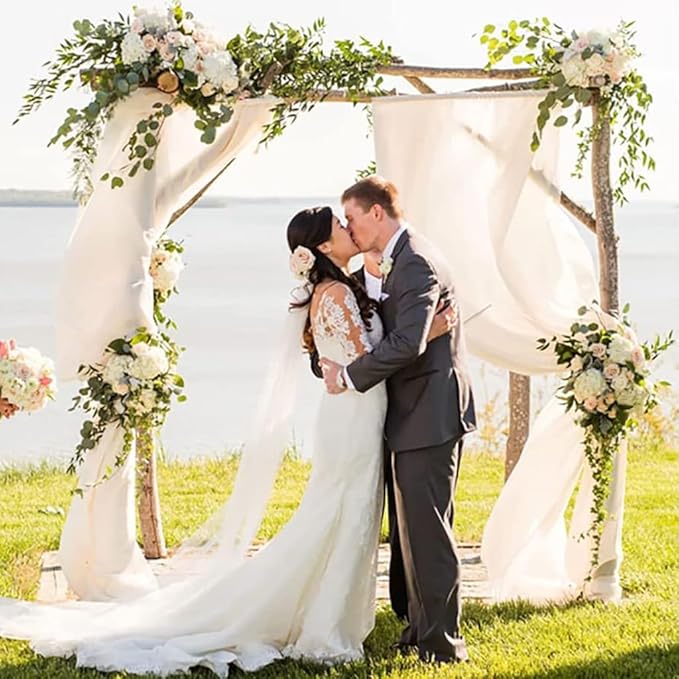 DUOBAO Chiffon Backdrop Curtain-2 Panels 29"x108" Wedding Backdrop Drapes - Image 5
