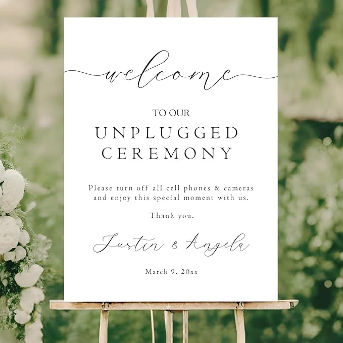 Unplugged Ceremony Wedding Yard Sign – Minimalist Outdoor Sign – Custom Name & - Image 2