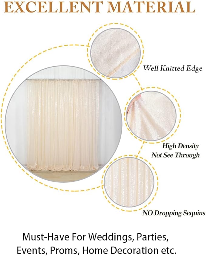 ShinyBeauty 20ftx10ft Sequins Fabric Backdrop Curtain-Ivory Backdrop - Image 4