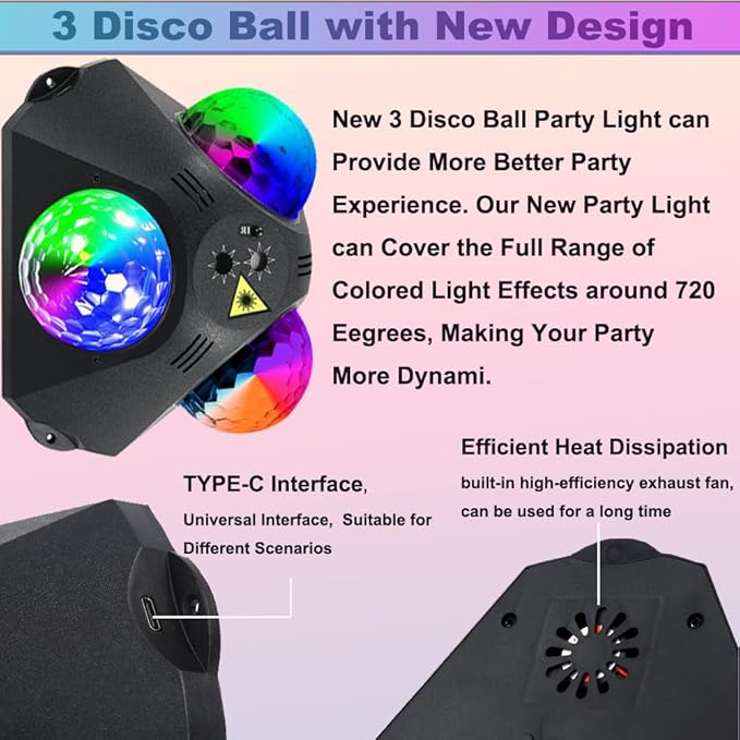 Disco Ball Party Lights Indoor Outdoor, Dj Lights Disco Ball Decor Party Strobe - Image 4