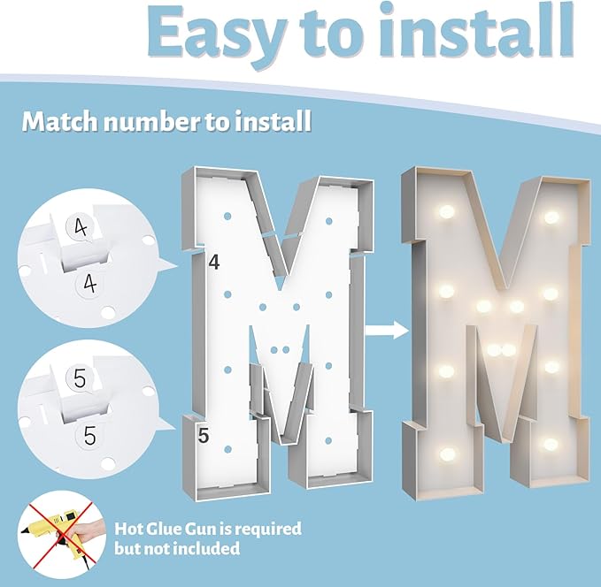 4FT Marquee Light Up Letters M, Party Decoration Large Marquee Light Up Letters - Image 4