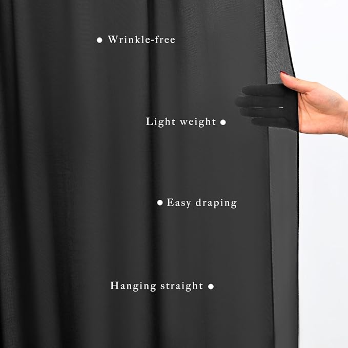 20Ft Length x 28" Width 4 Panels Wedding Arch Draping Fabric Black Arch Drapes - Image 5