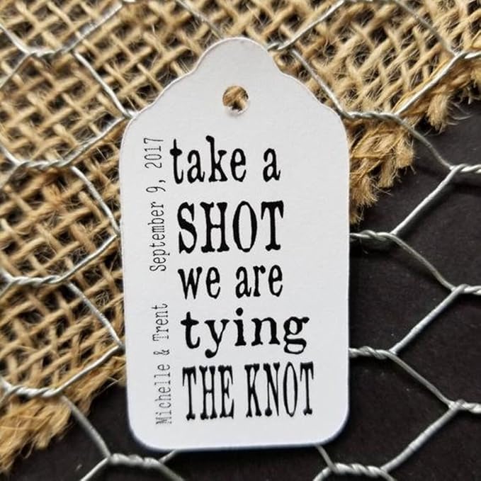 Take a Shot we Tied the Knot Wedding Personalized CardStock Keepsake Souvenir - Image 4