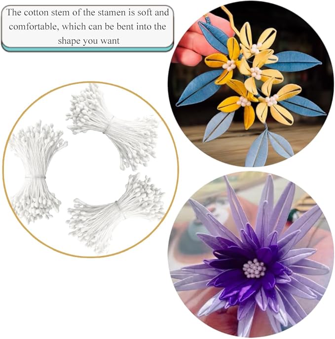 HAHIYO 700Pcs 3mm White Matte Double Head Flower Stamen Pistil - Image 5