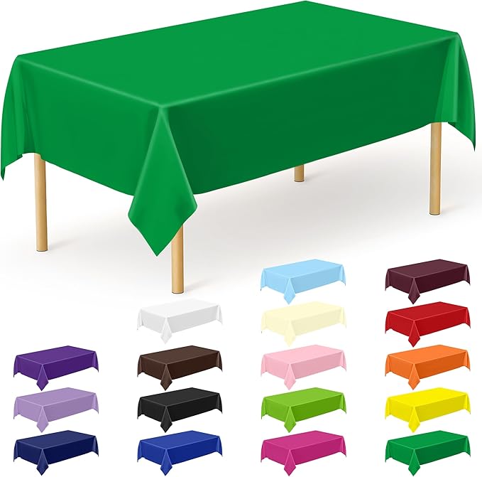 QZYL 12 PCS Disposable Plastic Table Cover, 54 X 108 in Large Table Cloth by QZYL