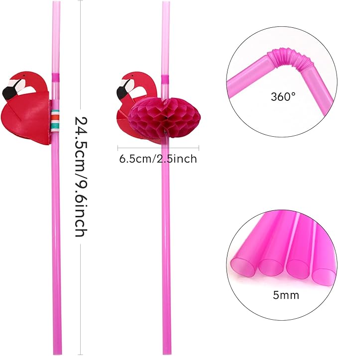 BLUE TOP Flamingo Drinking Straws Cocktail Straws 9.65 Inch 100 PCS, Decoration - Image 2