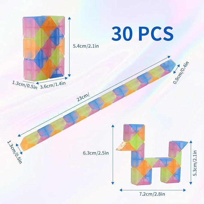 30pcs Bulk Fidget Glow in the Dark Snake Cube, Party Favors, Goody Bag - Image 2