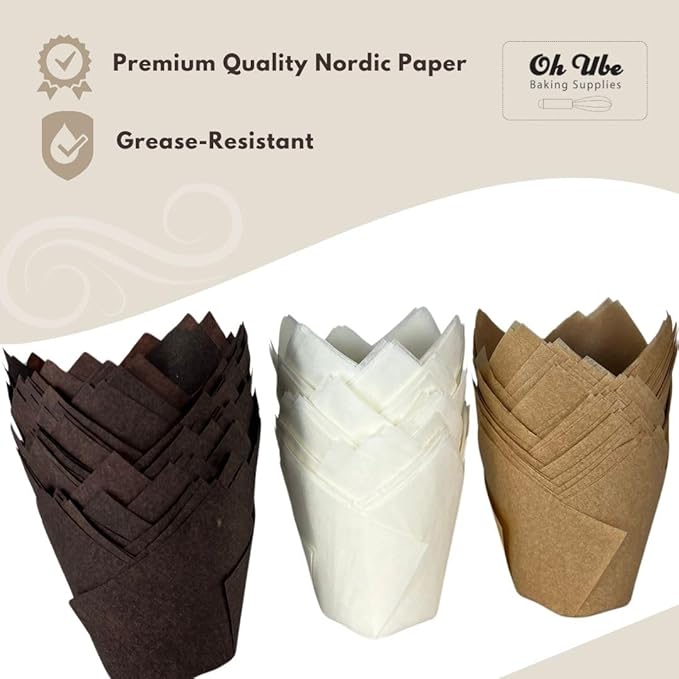 150-Pack Nordic Paper Brown Tulip Muffin Liners - Image 3