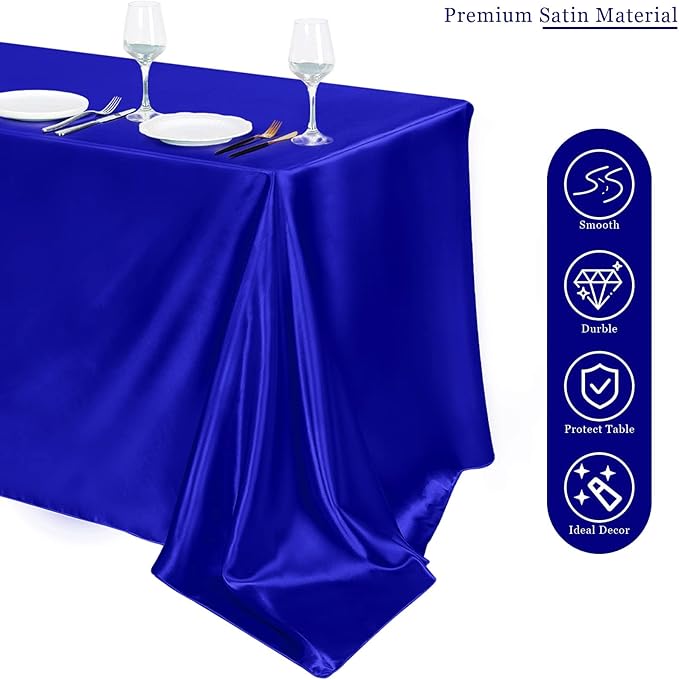 TURSTIN 4 Packs Satin Tablecloth 102 x 58 Inch Overlay Satin Table Cover - Image 4