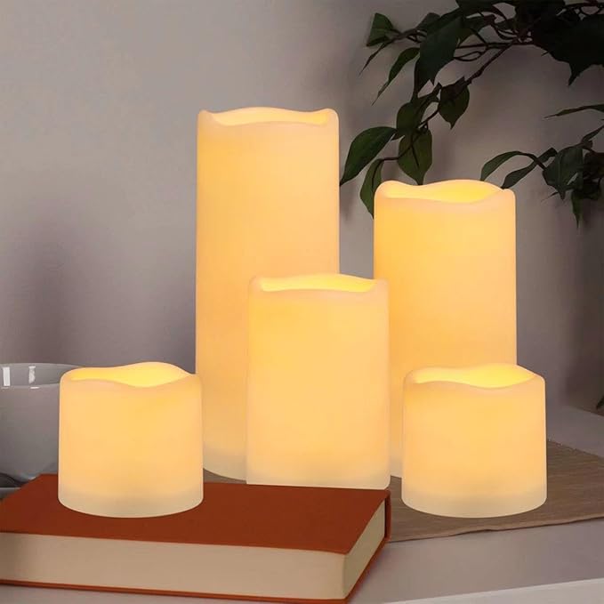 Flameless Battery Operated Outdoor Waterproof Set of 12 Pillar LED Candles - Image 5