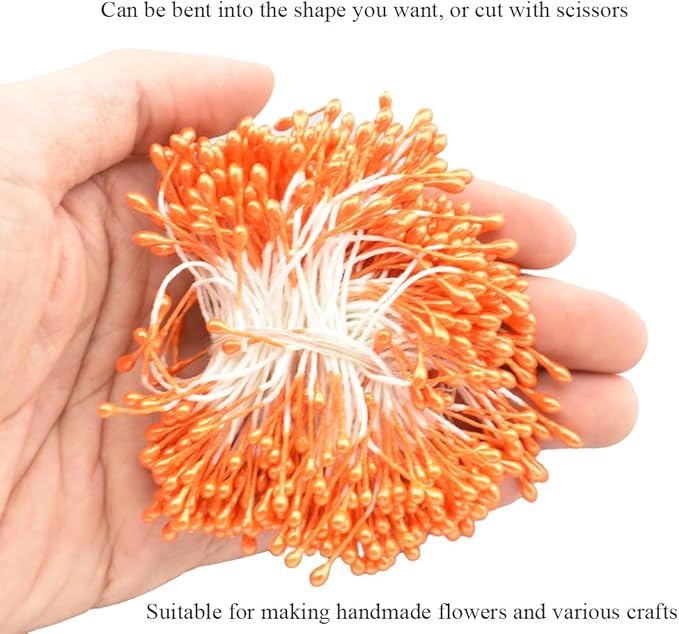 HAHIYO 700pc 3mm Orange Pearl Double Head Flower Pistil - Image 7