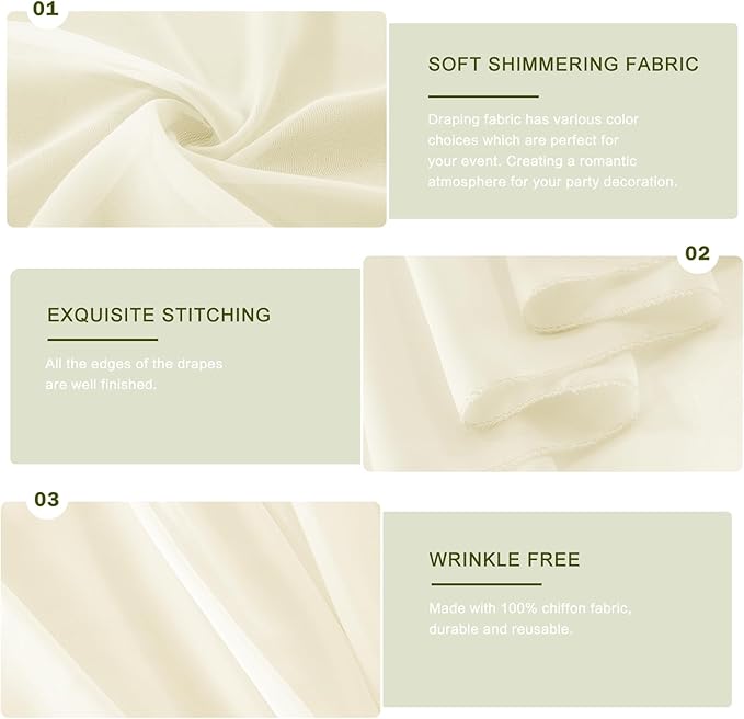 Wedding Arch Draping Fabric 29" x 18 FT Light Yellow Sheer Chiffon Outdoor - Image 5