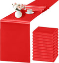 SHEJIZE 10 Pack Red Satin Table Runner 12x108 Inches Long, Bright Silky Smooth by SHEJIZE