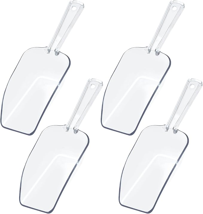 4Pcs Clear Plastic Ice Scoop for Freezer, Mini Candy Popcorn Scoops for Buffet by Hmxpls
