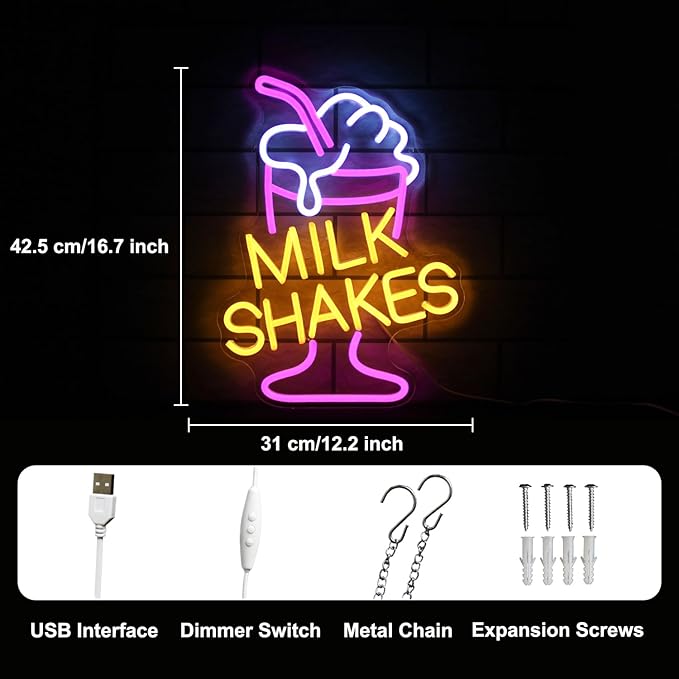 Milk Shakes Neon Signs Ice Cream Neon Sign Milk Tea LED Neon Light Frozen - Image 3
