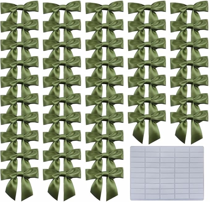 2.5" Hgzgch Sage Green Satin Ribbon Bow by Unknown