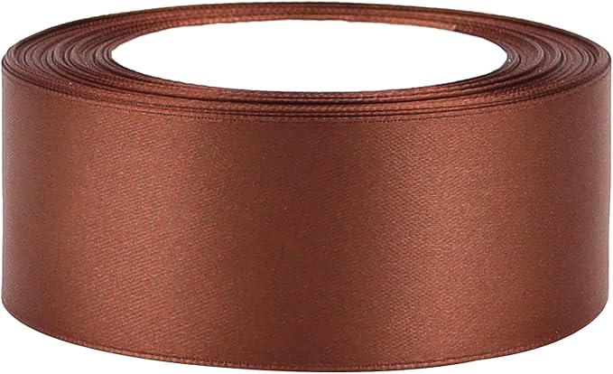 Brown Solid Satin Ribbon 1-1/2 Inch 25 Yards Solid Polyester Fabric Ribbon - Image 3