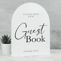 White Arch Acrylic Wedding Sign- 8"x10" Guest Book Sign and Base, 1/8" Thick | by JINMURY