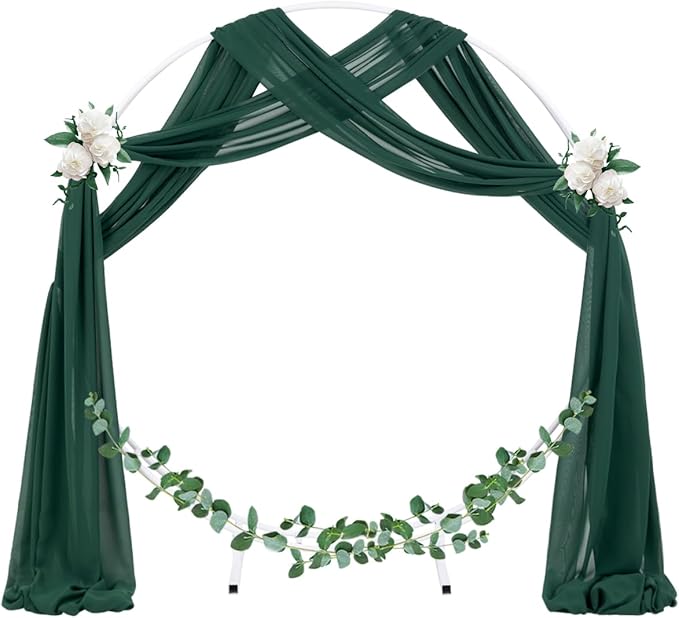 Socomi Wedding Arch Draping Fabric 2 Panels 29" x 19Ft Emerald Green Sheer - Image 2