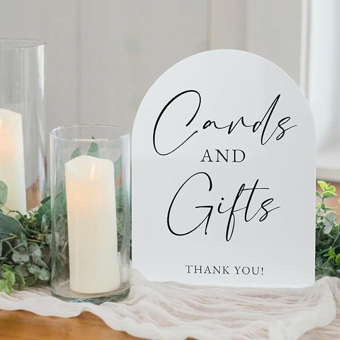 White Arch Acrylic Wedding Sign- 8"x10" Cards and Gifts Sign and Base, 1/8" - Image 6