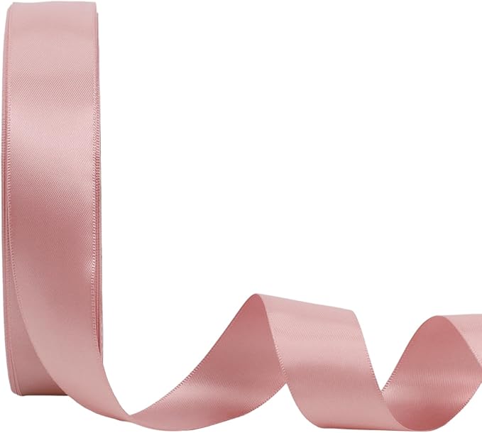 LaRibbons 1 Inch 50 Yard Double Faced Satin Ribbon, Dust Pink Satin Craft by LaRibbons