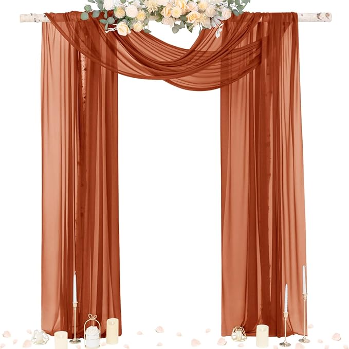Socomi Terracotta Sheer Wedding Decor Fall Draping Fabric 29" x 20Ft 1 Panel by Socomi