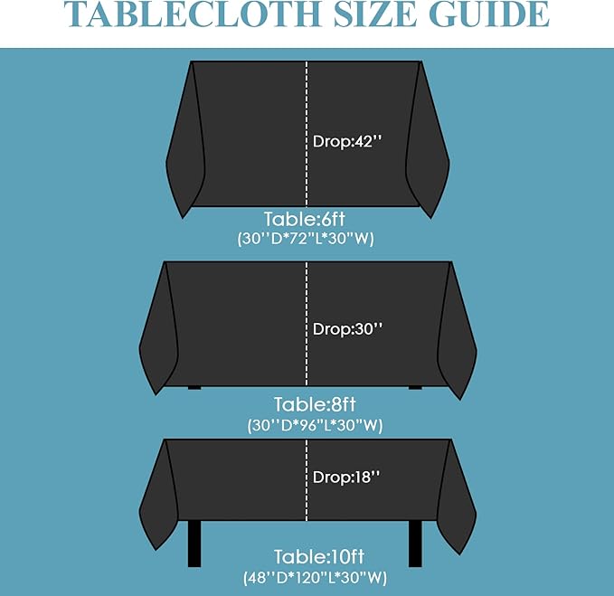 VidaFete Table Cloth 6 Pack 90 * 156inch Rectangle Tablecloth Polyester - Image 2