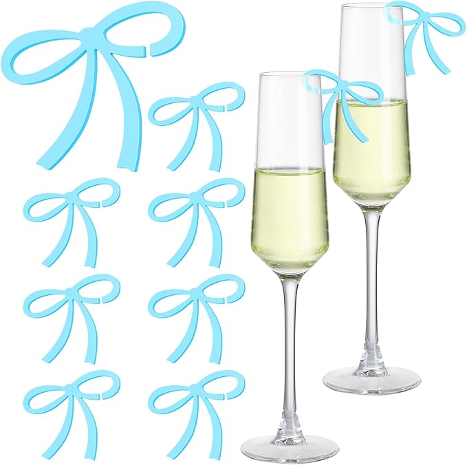 50 Pcs Bows Drink Tags Coquette Bow Wine Glass Charms Acrylic Bowknot Drink Tag by Colingmill