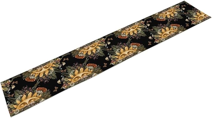 Sun Moon Table Runner, Bohomian Mushroom Daisy Table Gothic Dragonly Butterfly - Image 2
