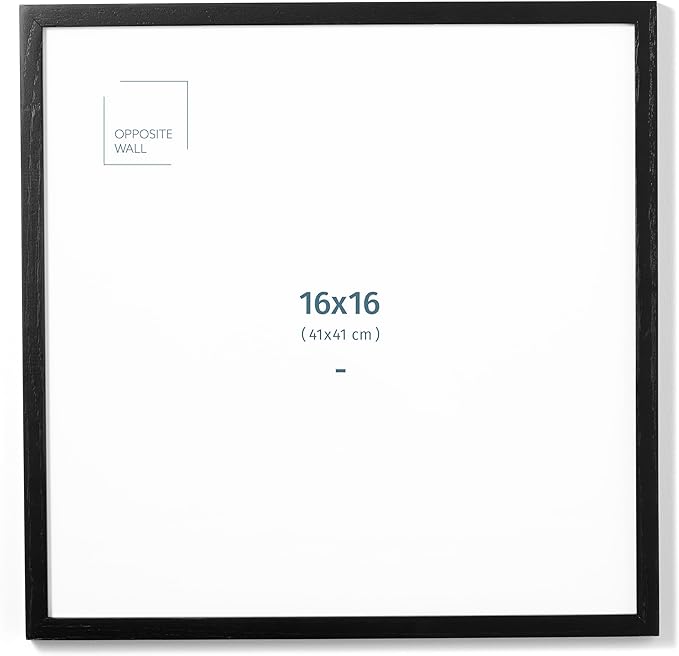 Opposite Wall - 16x16 in - Black Solid Oak Wood Picture Frame - Lightweight by OppositeWall
