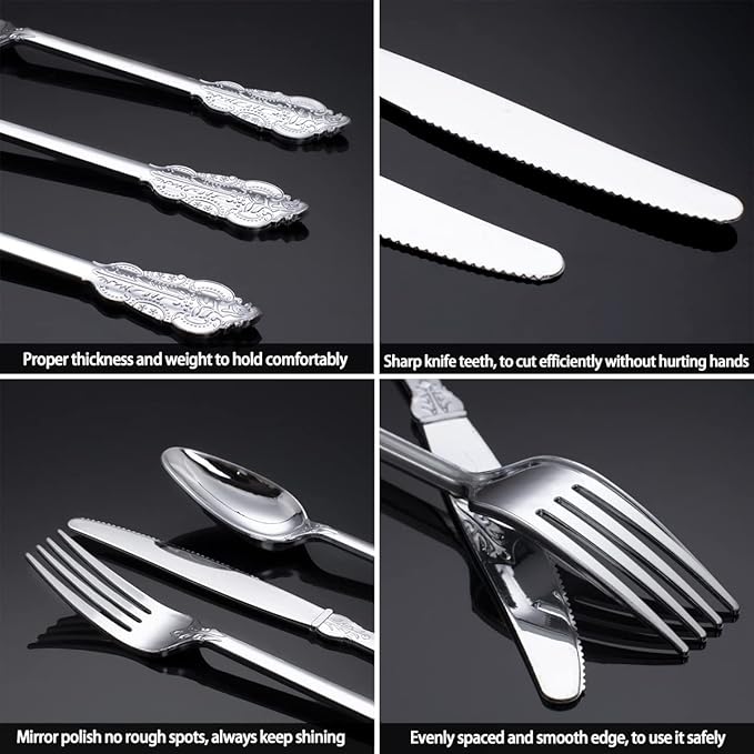 WDF 200 Pieces Silver Plastic Silverware Disposable - Image 3
