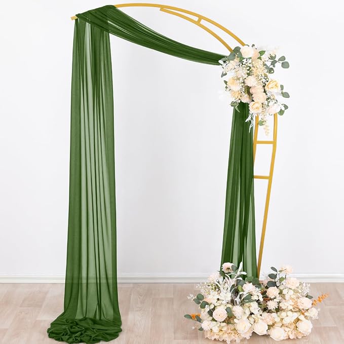 Socomi Olive Green Wedding Arch Draping Fabric 29" x 20Ft 1 Panel Sheer Outdoor - Image 5