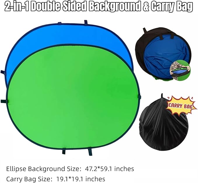 Blue Green Screen Backdrop Double Sided Collapsible Greenscreen Backdrop - Image 2