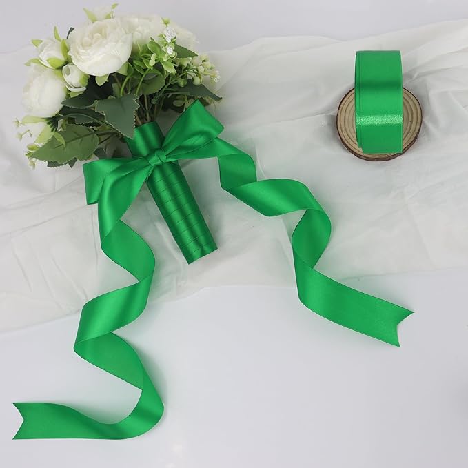Green Solid Satin Ribbon 1-1/2 Inch 50 Yards Solid Polyester Fabric Ribbon - Image 6