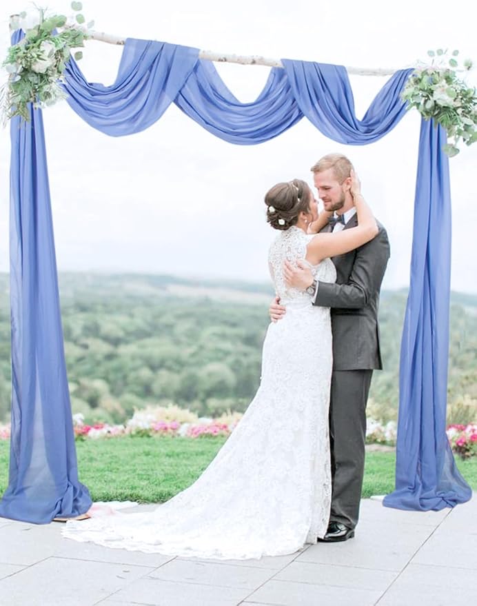 Wedding Arch Draping Fabric 20 Ft Periwinkle Color Chiffon Drapes - Image 2