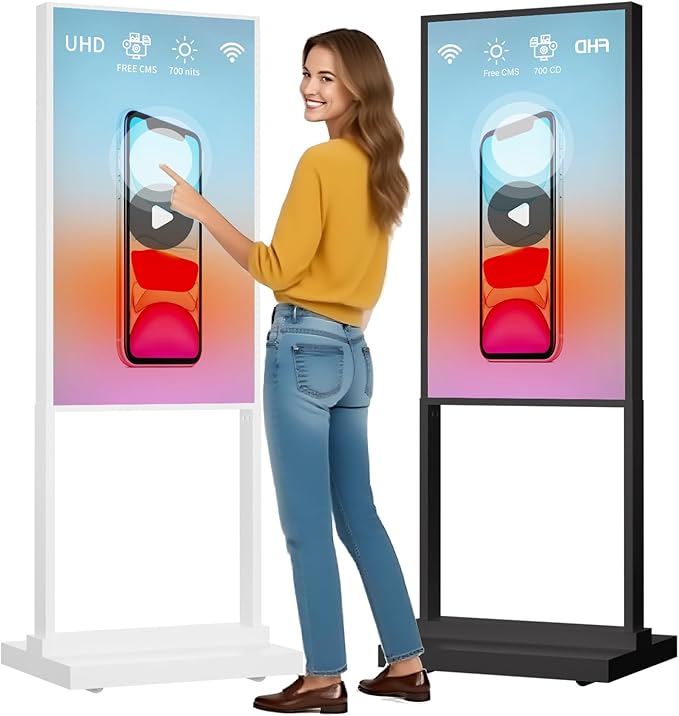 55 Inch 4K Touchscreen Kiosk, Indoor Capacitive Touch Floor Standing Digital by Canlarriz