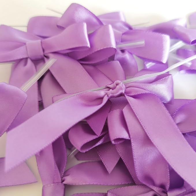 50pcs 2-1/2" Purple Satin Ribbon Bows - Image 9