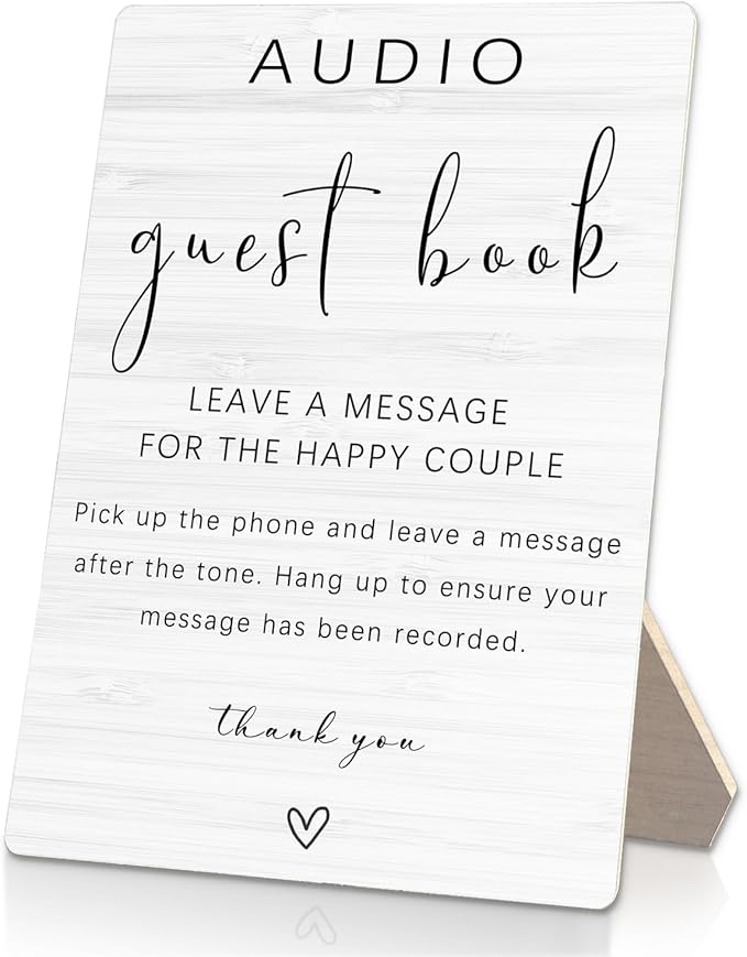 Audio Guestbook Sign, Audio Phone Guestbook Wooden Stand 8x11.2inch, Audio by Unknown